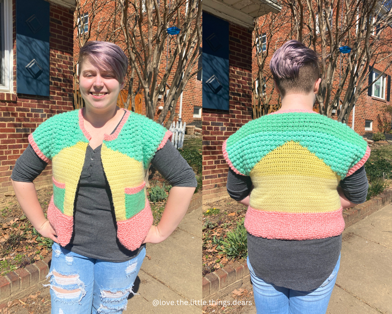 Handmade crochet Highland Vest, crochet pattern pdf, crochet cardigan vest pattern, intermediate-level crochet pattern, made-to-measure vest, customizable crochet top, adjustable length and width, skill-building crochet project, crochet vest pattern with photo, video, and written instructions, stylish fall and winter crochet vest, cozy layering piece, learn new crochet stitches, DIY crochet clothing, sustainable crochet fashion.