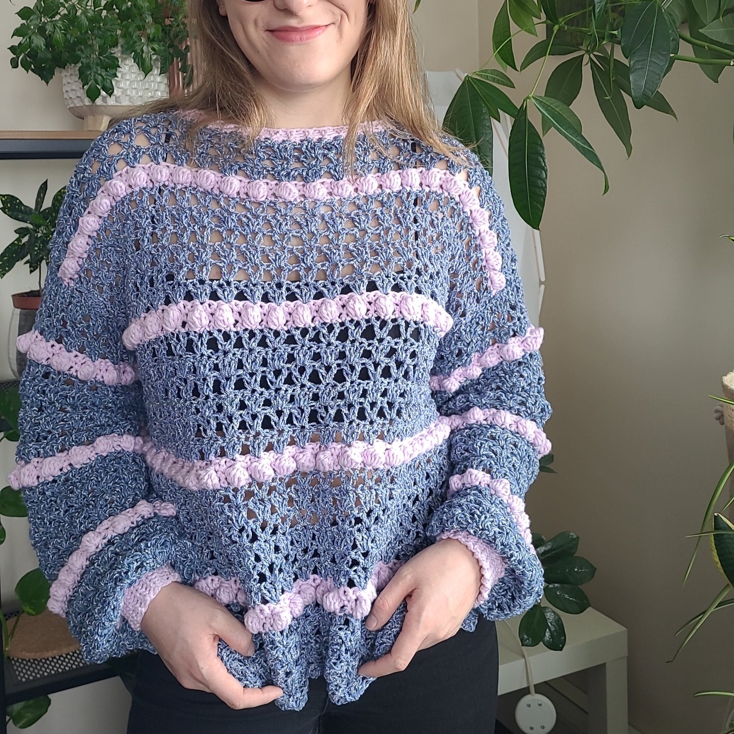 Berry Bobble Pullover Crochet Pattern PDF