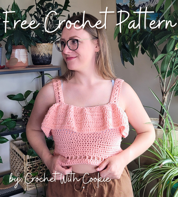 Woven Crochet Inset Ruffle Tank Top