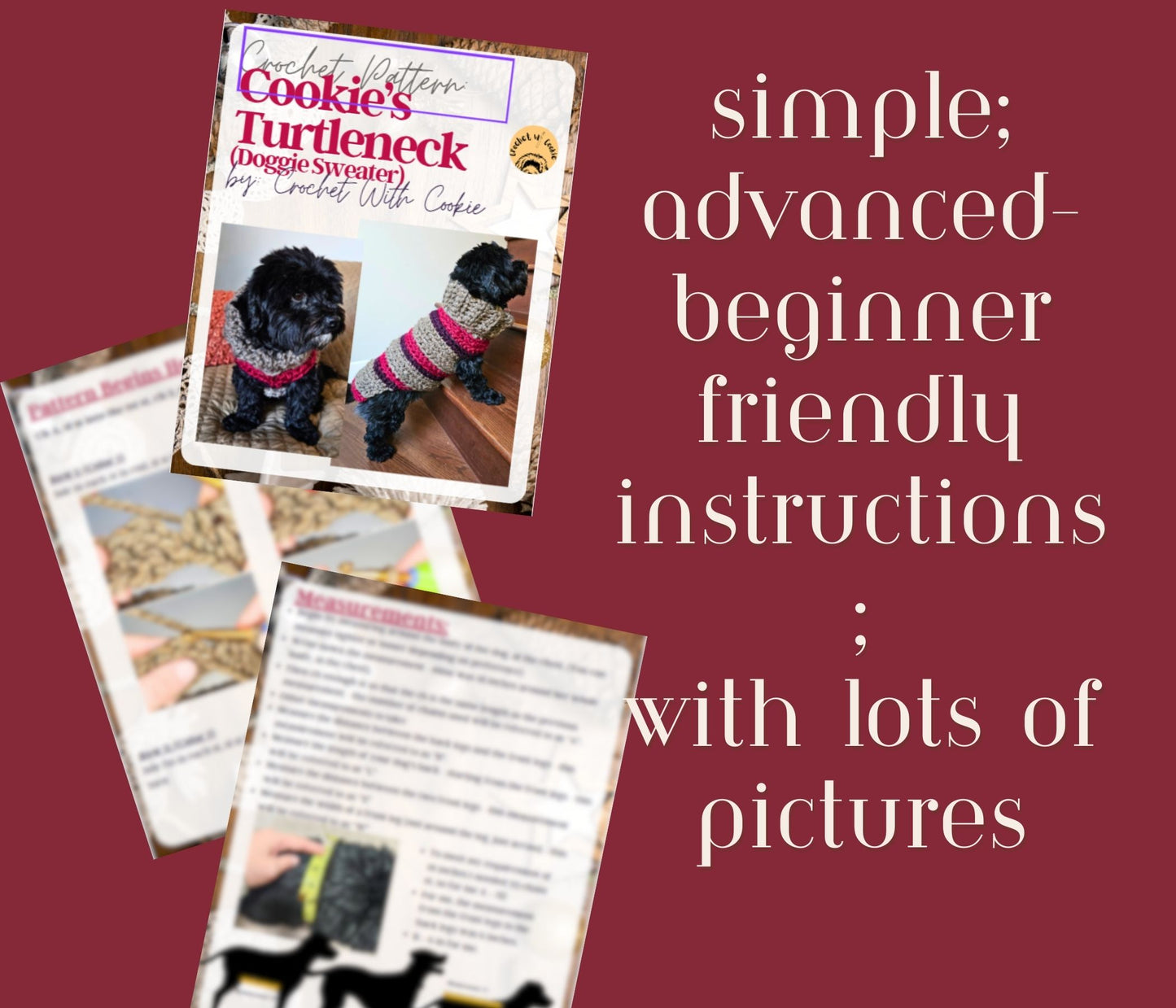 Cookie's Turtleneck Dog Crochet Sweater Pattern PDF