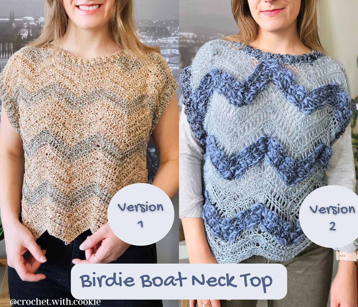 Birdie Boat Neck Crochet Pattern PDF