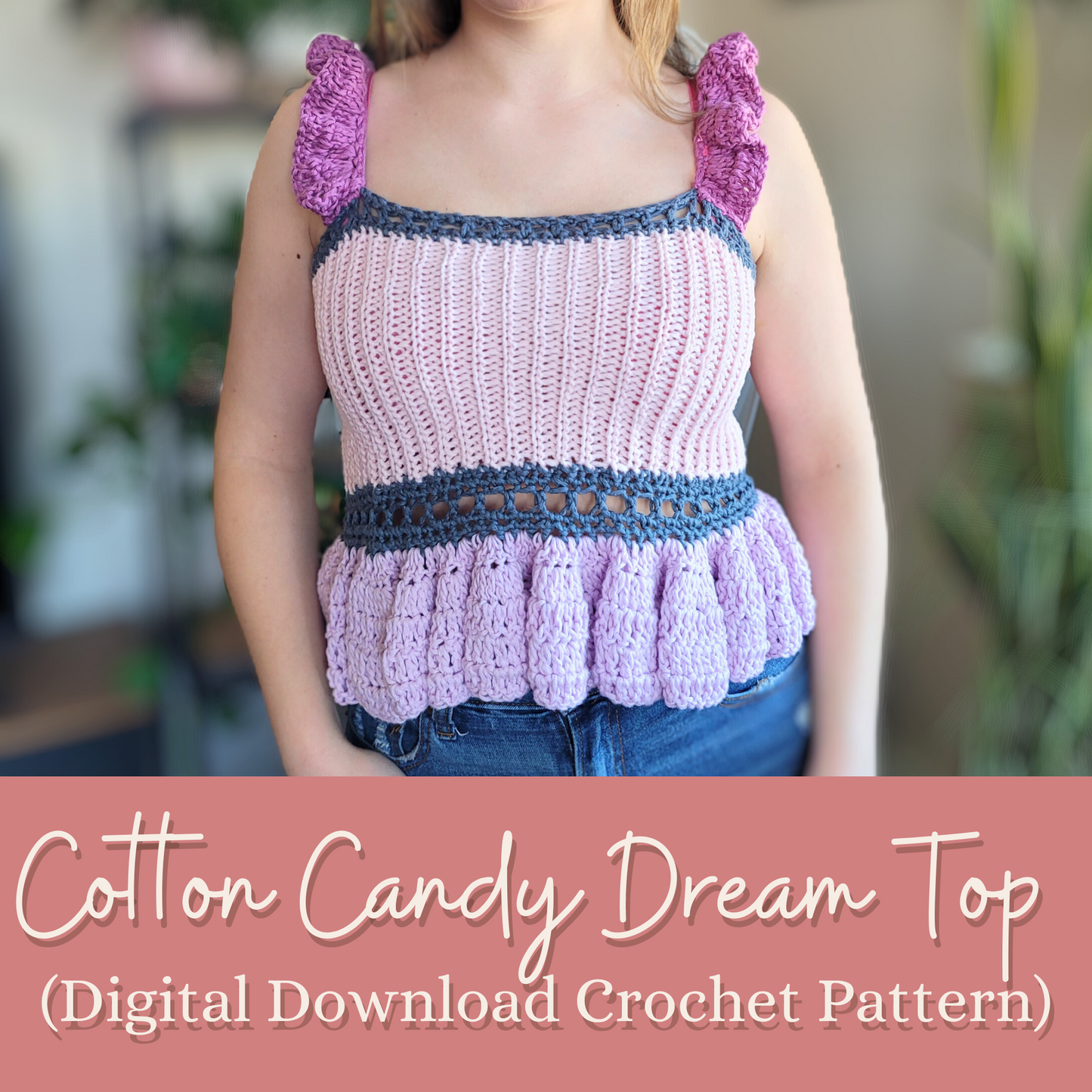 crochet tank top pattern join-as-you-go, no sew crochet top pattern, easy beginner friendly crochet top pattern pdf, simple cute stylish trendy crochet top, peplum crochet top pattern, ruffled top crochet, stretchy crochet top, made-to-measure crochet pattern top, size inclusive top pattern, babydoll crochet top, ruched crochet tank top, simple crochet tank top