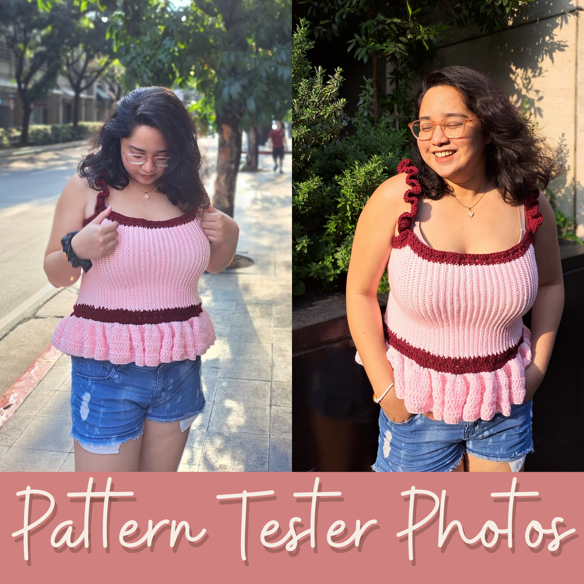crochet tank top pattern join-as-you-go, no sew crochet top pattern, easy beginner friendly crochet top pattern pdf, simple cute stylish trendy crochet top, peplum crochet top pattern, ruffled top crochet, stretchy crochet top, made-to-measure crochet pattern top, size inclusive top pattern, babydoll crochet top, ruched crochet tank top, simple crochet tank top