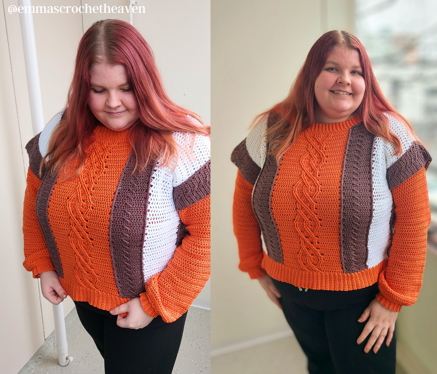 winter crochet sweater pattern pdf, easy intermediate crochet sweater pattern, crochet cardigan pattern, warm cozy chunky sweater crochet pattern, pullover crochet, crochet womens jumper pattern pdf, size-inclusive crochet pattern, made-to-measure crochet sweater, women crochet vest pattern, celtic braid crochet sweater pattern, scrap yarn sweater, raglan crochet sweater pattern