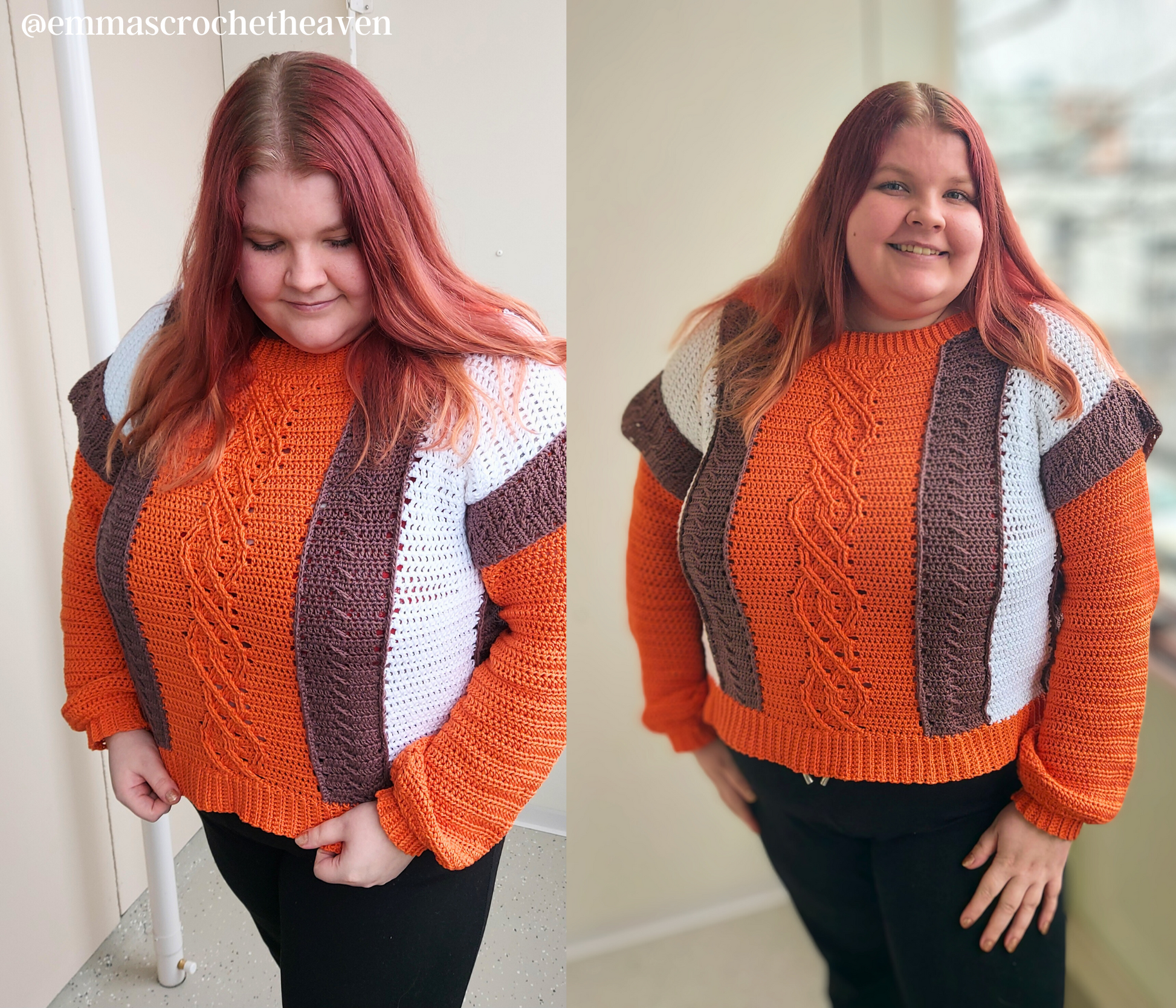 winter crochet sweater pattern pdf, easy intermediate crochet sweater pattern, crochet cardigan pattern, warm cozy chunky sweater crochet pattern, pullover crochet, crochet womens jumper pattern pdf, size-inclusive crochet pattern, made-to-measure crochet sweater, women crochet vest pattern, celtic braid crochet sweater pattern, scrap yarn sweater, raglan crochet sweater pattern